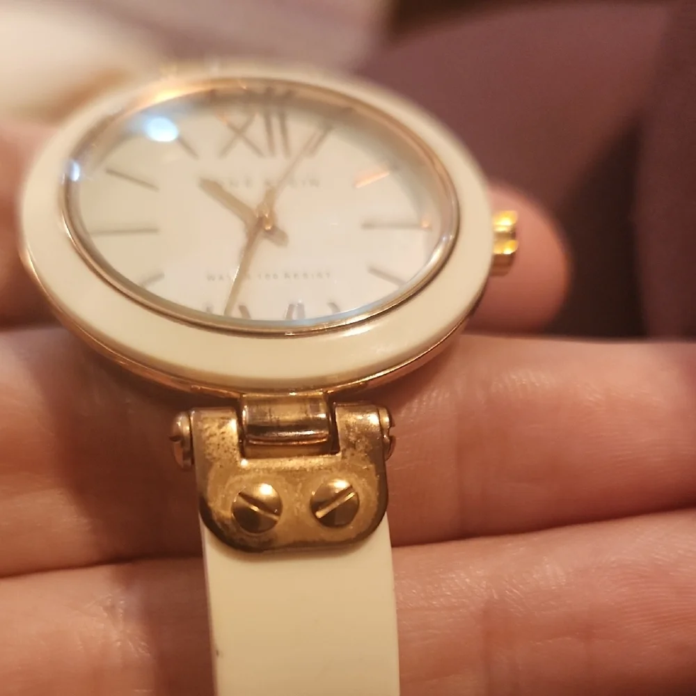Anne Klein Rose Gold and Cream Roman Numeral Watch